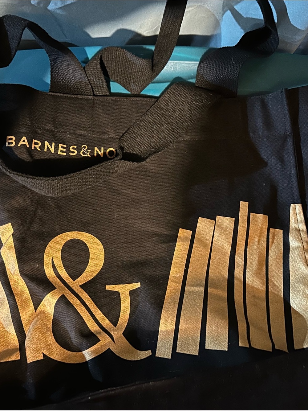 Barnes & Noble Black Tote with Gold Book Design